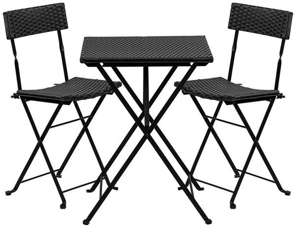STILISTA® Bistro Set 3tlg. Polyrattan schwarz