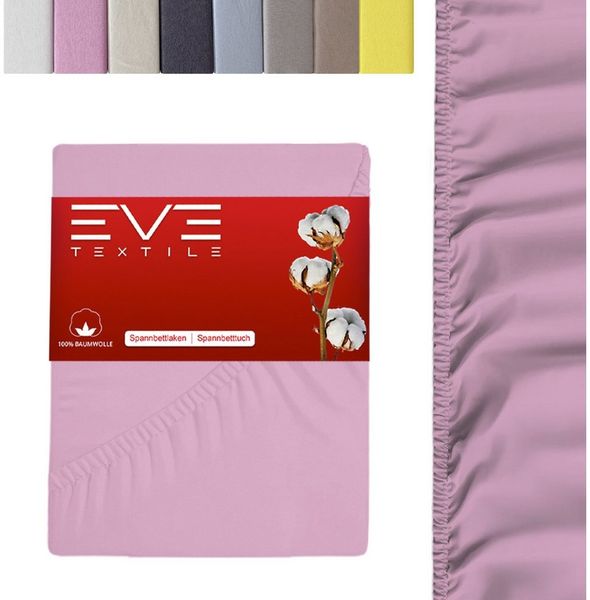 Eve Textile GmbH Spannbettlaken Spannbetttuch Bettlaken Spannlaken Spannbezüge Spannoberlaken Laken, Gummizug: Rundumgummizug elastisch, (1 Stück), 100% Baumwolle, bis zu einer Steghöhe von 25cm Jersey