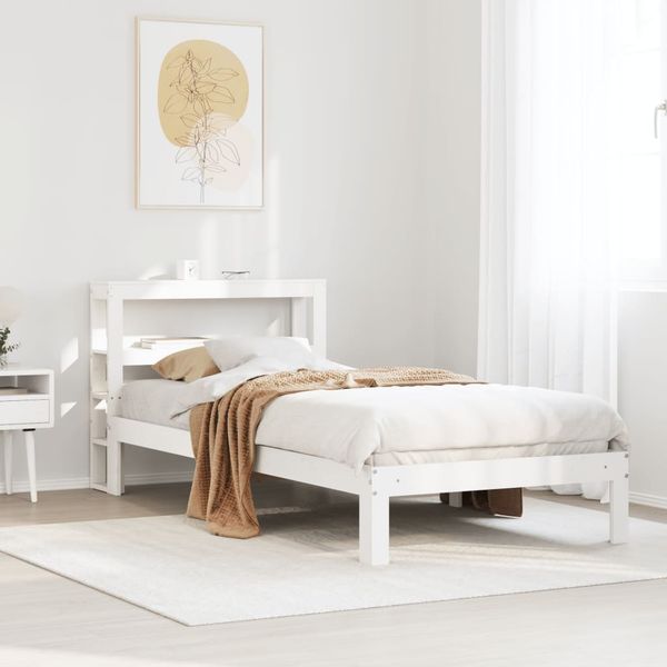 vidaXL Bettgestell mit Kopfteil ohne Matratze Weiß 90x200 cm 3306042