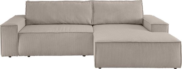 Home affaire Ecksofa SHERWOOD L-Form, 267 cm - OTTO. Verlässliche Qualität, Schlaffunktion mit Bettkasten (210x136 cm), Cord, Vintage, Samtvelours