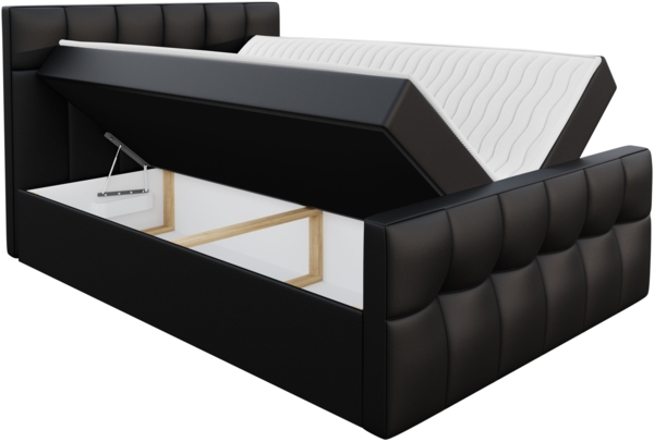 Boxspringbett Libuna, Schwarz, 140x200 cm Bild 3