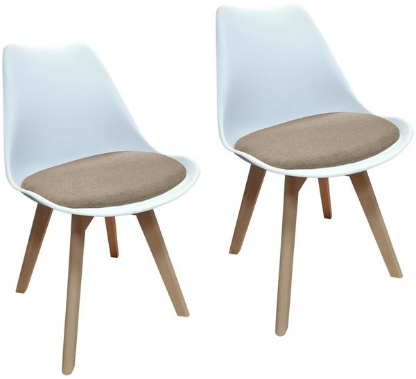 Stuhl Atlanta Weiß/Webstoff Beige