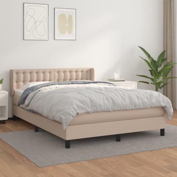 Boxspringbett Matratze Cappuccino-Braun 140x190cm Kunstleder (Farbe: Braun)