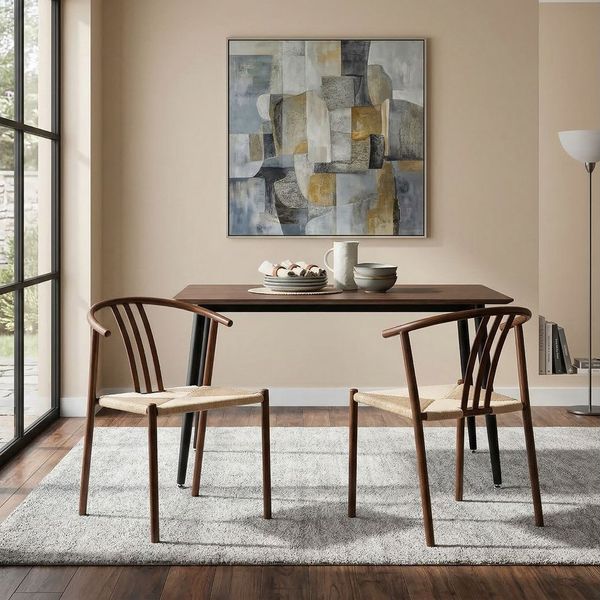 IDIMEX Esszimmerstuhl AVA (2 St), Skandi Stuhl 2er Set mit Rattan Metallgestell in Holzoptik Dunkelbraun