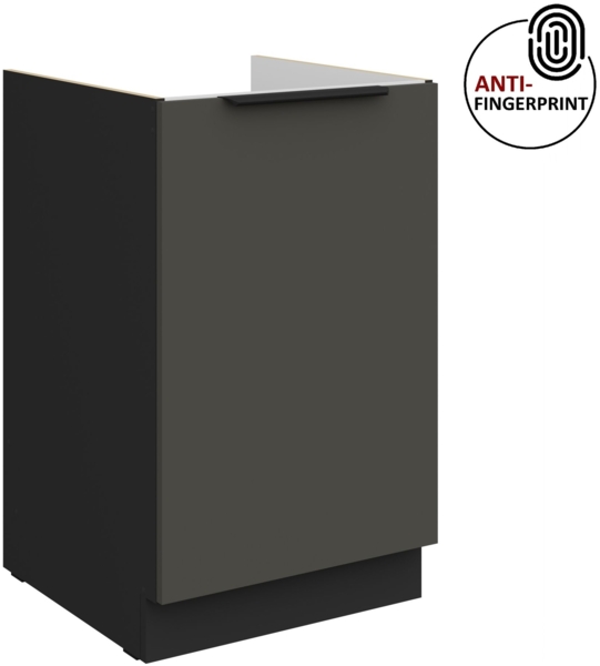 Küchen Spülenunterschrank 50 cm Küche ARIA Graphite ultra matt + Schwarz matt, hochwertige Fronten mit Anti Fingerprint Beschichtung Küchenzeile Küchenblock Bild 6
