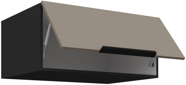 Küchen Aufsatzschrank 80 cm ARIA Sandgrau ultra matt + Schwarz matt, hochwertige Fronten mit Anti Fingerprint Beschichtung Küchenzeile Küchenblock Bild 3