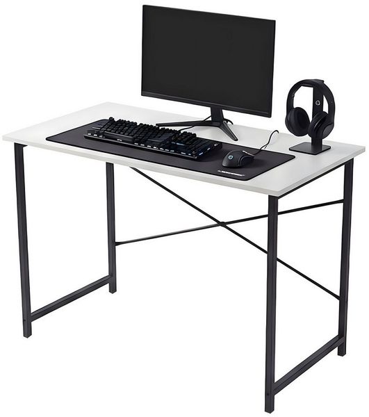 SURFOU Schreibtisch Computertisch Bürotisch Gaming Tisch PC Tisch (mit Metallgestell für Arbeitszimmer, Schlafzimmer, Wohnzimmer), für Büro Homeoffice Arbeitszimmer Schlafzimmer, aus Holzwerkstoff