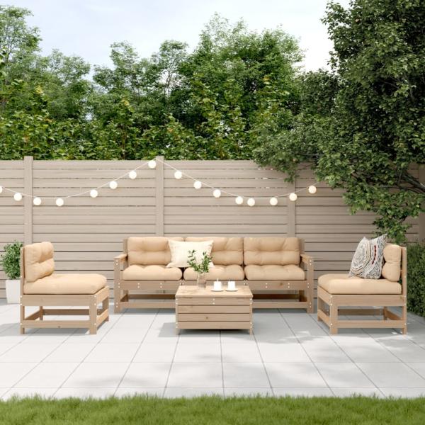 vidaXL 6-tlg. Garten-Lounge-Set mit Kissen Massivholz Kiefer 3250732