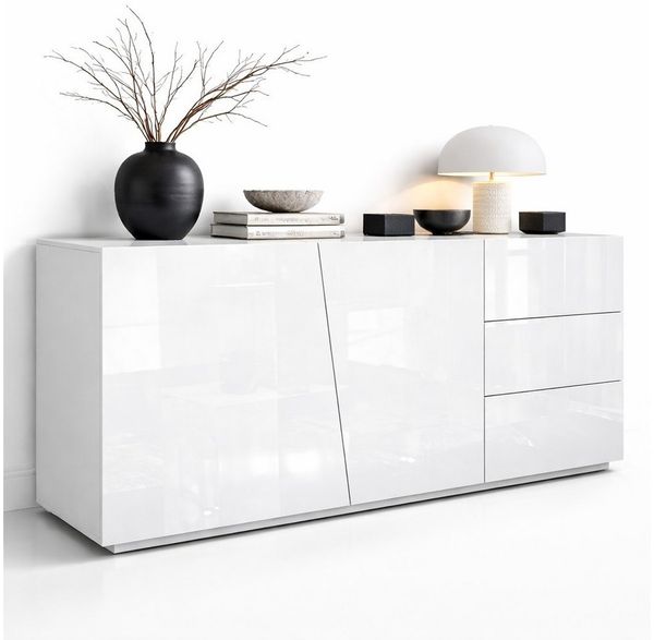 OTTO home Kommode San Remo, Kombikommode, Sideboard, mit viel Stauraum, Hochglanz, Moderne Kommode, UV-lackiert, grifflos, push-to-open-Funktion, B=180cm