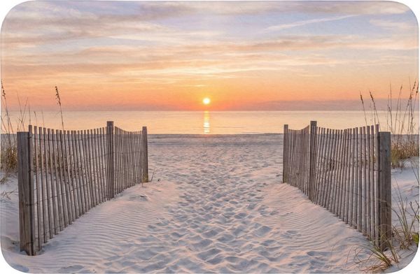 OnlyWow Badematte Sonnenuntergang - Strand - Sand, Höhe 10 mm, Polyester, Rechteckig, Badezimmerteppich, Badteppich, Rutschfest, Badvorleger, Waschbar