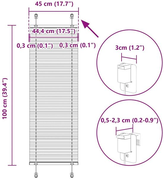 vidaXL Plissee Petrolgrün 45x100 cm Stoffbreite 44,4 cm Polyester 4015370 Bild 7
