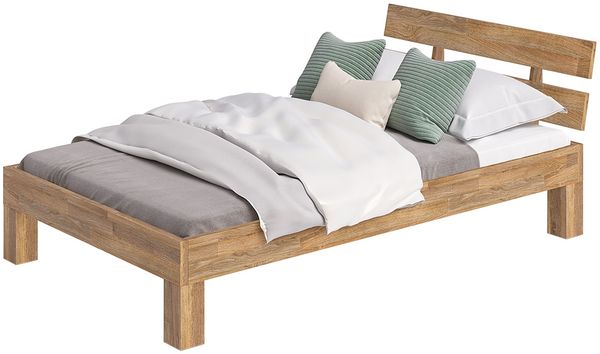 skølm 'Floki' Bett 120x200 cm, Bettgestell, natur geölt, Massivholzbett aus Eiche, Doppelbett mit Bettkopf, geeignet als Einzelbett Bild 9
