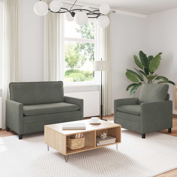 vidaXL Sofa Set 2 pcs Hellgrau Stoff 3417041