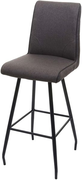 Barhocker HWC-H72, Barstuhl Tresenhocker, Fußablage Stahl Stoff/Textil ~ grau-braun