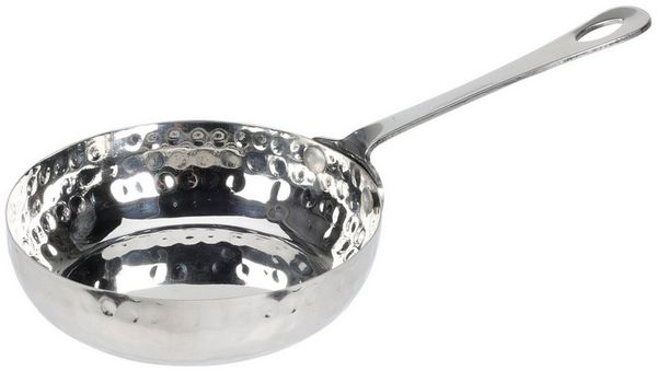 HAC24 Servierpfanne Edelstahl Mini Pfanne Gehämmert mit Stiel ø 11 cm, Edelstahl (2-tlg), Fassungsvermögen 260 ml