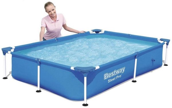 Rechteck Swimmingpool BESTWAY Steel Pro Frame mit Filter + Pumpe 221x150x43cm