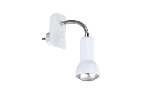 Briloner Steckerleuchte Fiche weiß, mit Flexarm Steckerleampe Steckdosenlampe