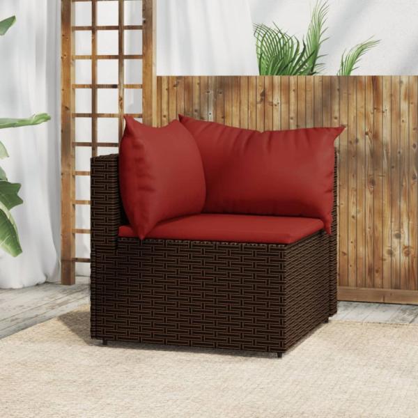 vidaXL Garten-Ecksofa mit Kissen Braun Poly Rattan 319809