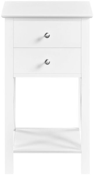 Yaheetech Nachttisch Beistelltisch mit 2 Schubladen & 1 Ablagefach Sofatisch Couchtisch fürs Wohnzimmer Schlafzimmer Büro Weiß 40 x 30 x 70 cm