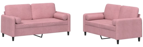 vidaXL 2-tlg. Sofagarnitur mit Kissen Rosa Samt 3201997