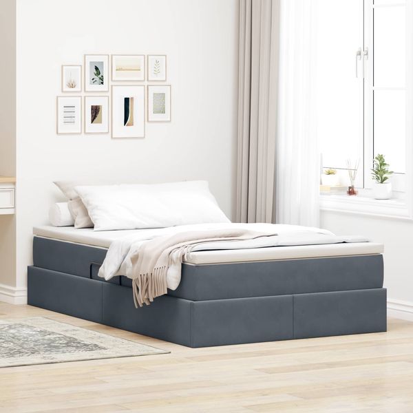 vidaXL Aufbewahrungsbett mit Matratze Dunkelgrau 120 x 190 cm Samt 3370288