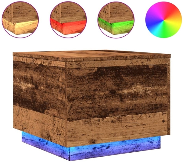 vidaXL Couchtisch mit LED-Leuchten Altholz-Optik 50x50x40 cm 857720