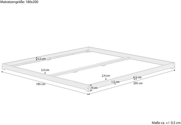 Weißes Ehebett 180x200 Kiefer massiv extra flaches Futonbett V-60.47W-18ohne Zubehör Bild 4