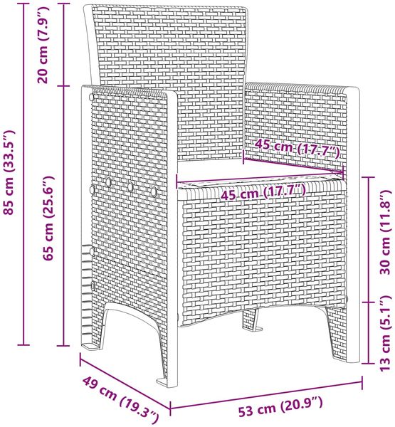 vidaXL Gartenstuhl mit Kissen 2 pcs Weiß 53 x 49 x 85 cm Polypropylen 847462 Bild 11