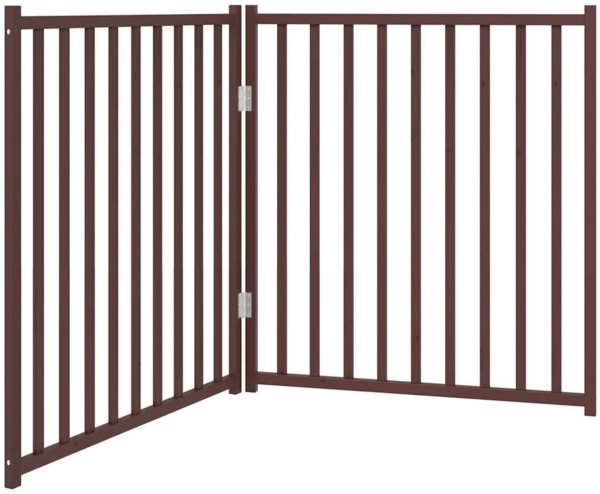 vidaXL 2-tlg. Hundetor Faltbar Braun Eiche 160 cm Massivholz Tanne 352298