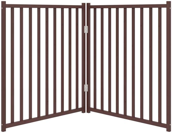vidaXL 2-tlg. Hundetor Faltbar Braun Eiche 160 cm Massivholz Tanne 352298 Bild 4