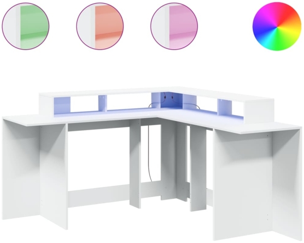 vidaXL LED-Schreibtisch Weiß 152x152x91 cm Holzwerkstoff 3309456