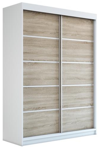 Schwebetürenschrank PARIS 2-türig Schrank 180 cm (mit Spiegel) Farbe: Weiß , sonoma