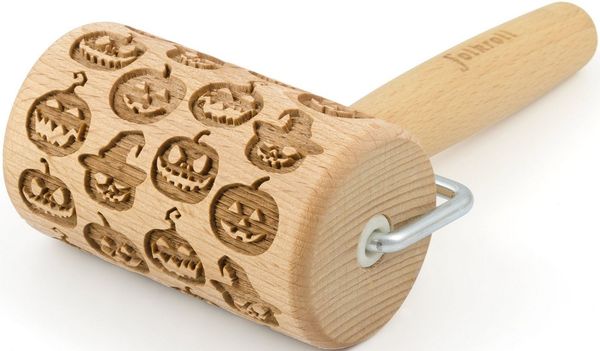folkroll Teigroller 3D-Motiv-Teigrolle Massivholz, Halloween