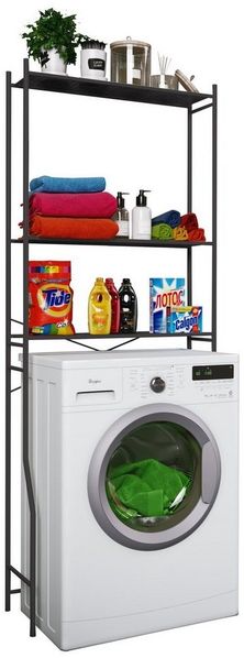 VCM Badmöbel Waschmaschinenschrank Tubas 917081 Schwarz H. 160 x B. 68 x T. 25 cm Bild 2