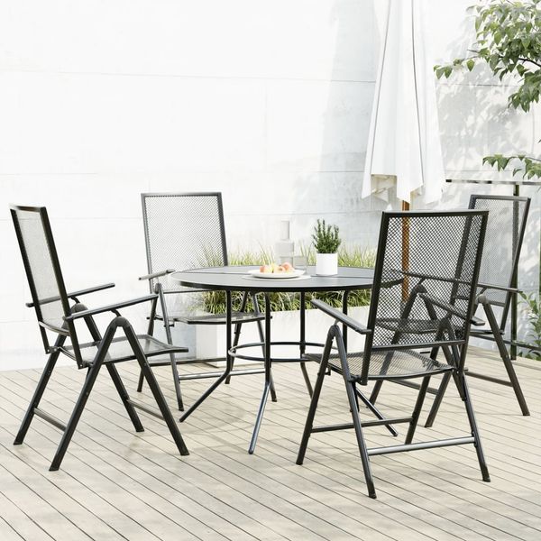 vidaXL Gartenstuhl-Set 5-tlg. Verstellbar Pulverbeschichteter Stahl 3283762