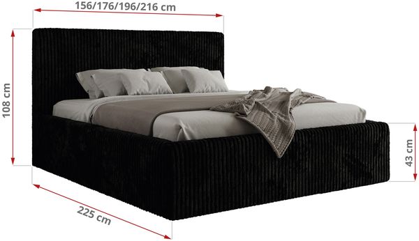 MKS Möbel 'Tiliano Classic' Polsterbett mit Stauraum, Cordstoff, Schwarz, 200 x 200 cm, ohne Matratze Bild 7