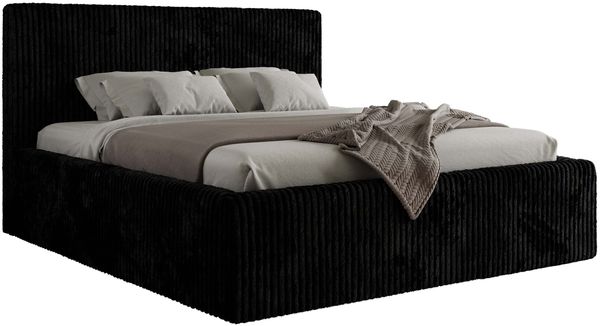 MKS Möbel 'Tiliano Classic' Polsterbett mit Stauraum, Cordstoff, Schwarz, 200 x 200 cm, ohne Matratze Bild 5