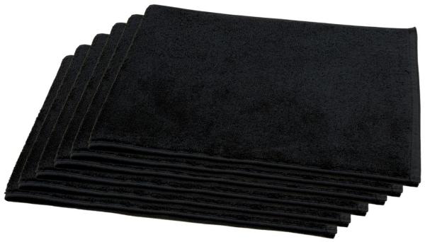 Oshibori Wellness Frotteetuch 6 Stück | 30x80 cm schwarz 500 g/m²