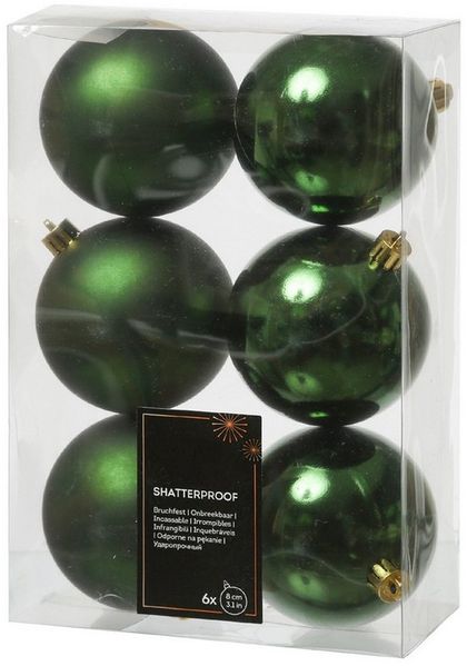 MARELIDA Weihnachtsbaumkugel Weihnachtskugeln bruchfest 8cm Christbaumkugeln glänzend matt grün 6St (6 St)