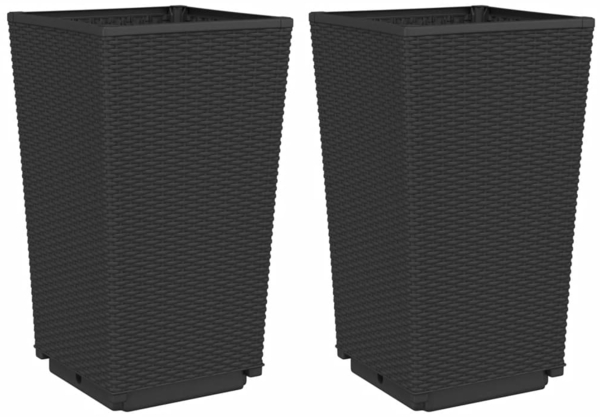 vidaXL Pflanzkübel 2 Stk. Schwarz 32,5x32,5x57 cm PP 367848