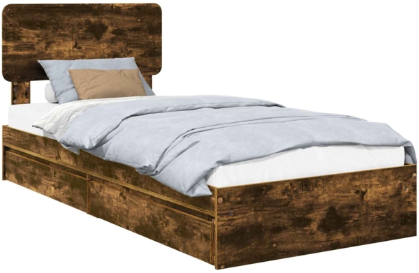 vidaXL Aufbewahrungsbett Geräucherte Eiche 75x190 cm Holzwerkstoff 3412329