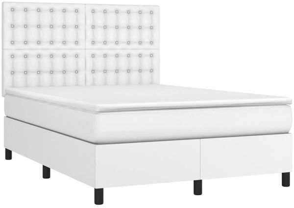vidaXL Boxspringbett mit Matratze Weiß 140x190 cm Kunstleder 3142840 Bild 3