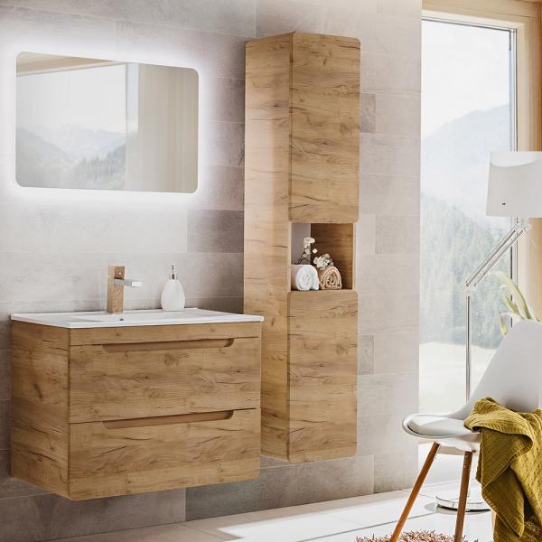 Badmöbel Set in Wotan Eiche Nb. LUTON-56-CRAFT B/H/T ca. 130/200/46 cm
