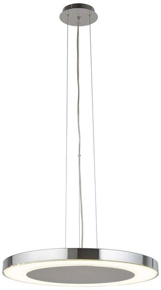 Lexi Led Plattenpendelleuchte (50Cm Durchmesser), Chrom, Dekoratives Zerkleinertes Eis-Effekt