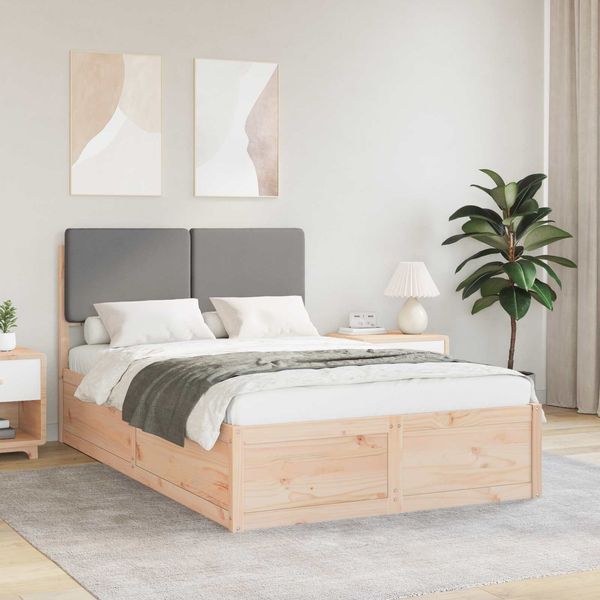 vidaXL Bettgestell mit gepolstertem Kopfteil Hellgrau 120 x 190 cm 3405532