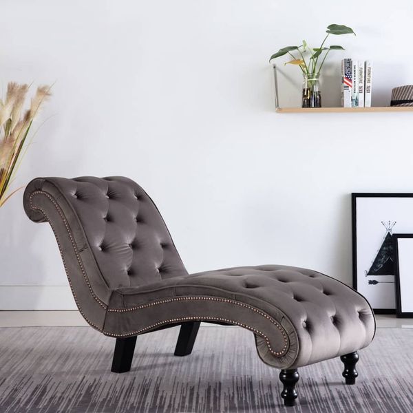 vidaXL Chaiselongue Grau Samt 248609