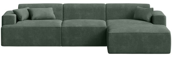 skølm 'Freki' Cloud Sofa 3 Sitzer mit Hocker, Vollschaumcouch mit Federkern und Vakuum-Kompression, kein Aufbau erforderlich, mit 3 Kissen, Cord dunkelgrün Bild 2
