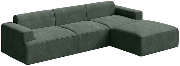 skølm 'Freki' Cloud Sofa 3 Sitzer mit Hocker, Vollschaumcouch mit Federkern und Vakuum-Kompression, kein Aufbau erforderlich, mit 3 Kissen, Cord dunkelgrün Bild 10