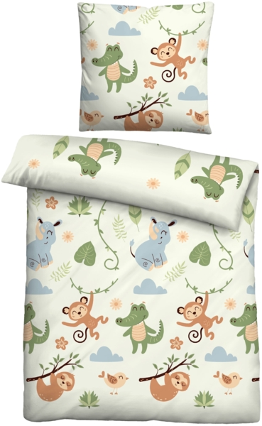 Traumhaft schlafen - Castell - Markenbettwäsche Polar-Fleece Bettwäsche 0330248 FAULTIER, perlmutt, 1x 135x200 cm + 1x 80x80 cm