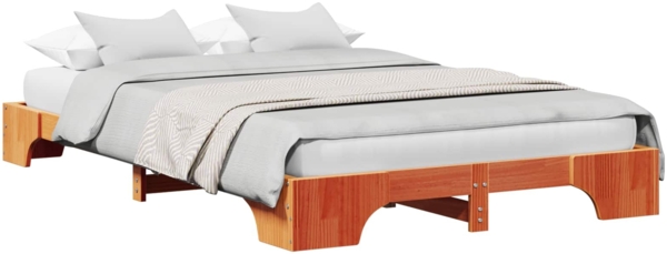 vidaXL Bettrahmen Wachsbraun 135 x 190 cm Massives Kiefernholz 872871